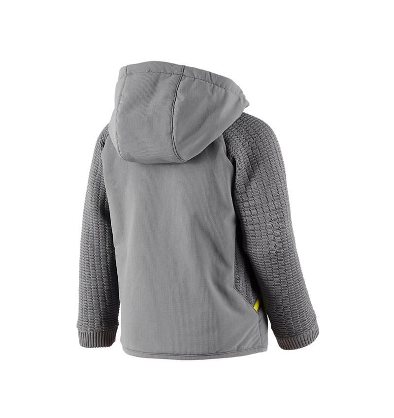 Bundy: Úpletová bunda s kapucí hybrid e.s.trail, dětský + čedičově šedá/acidově žlutá 3