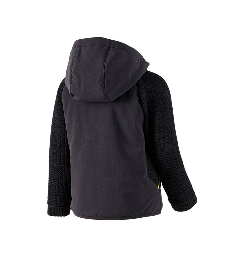 Bundy: Úpletová bunda s kapucí hybrid e.s.trail, dětský + černá/acidově žlutá 3