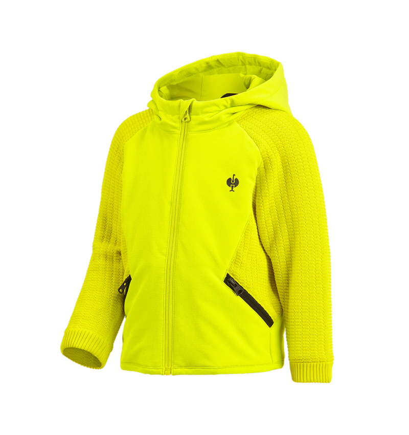 Bundy: Úpletová bunda s kapucí hybrid e.s.trail, dětský + acidově žlutá/černá 2