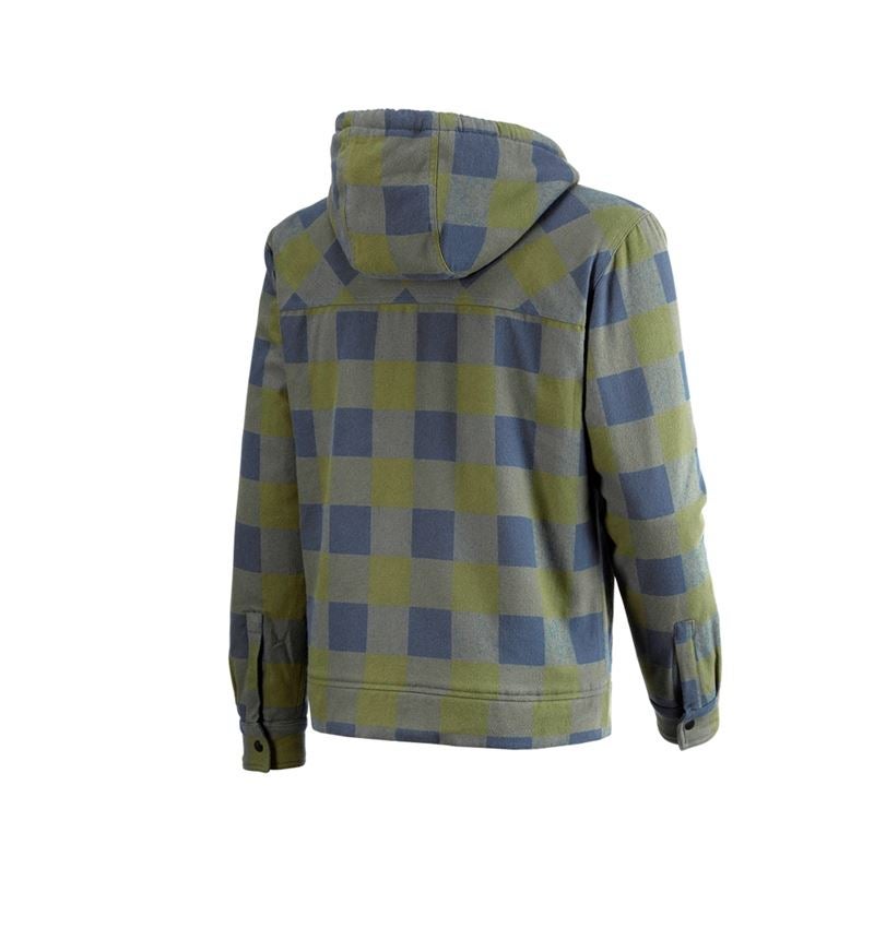 Pracovní bundy: Károvaná bunda s kapucí e.s.iconic + horská zelená/oxidově modrá 7