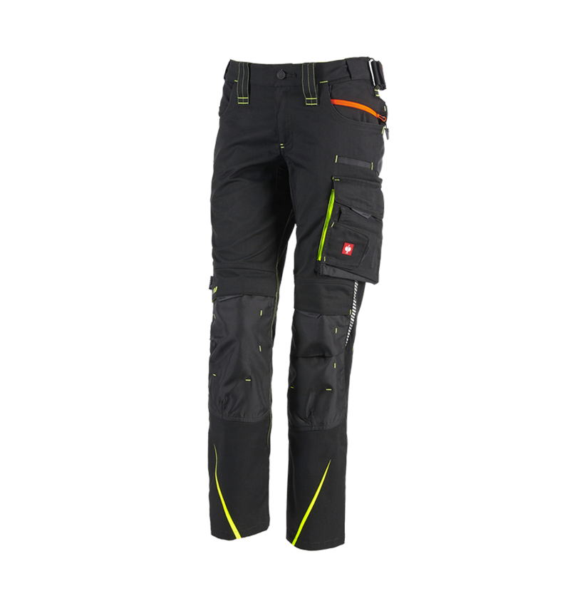 Pracovní kalhoty: Dámské kalhoty e.s.motion 2020 zimní + černá/výstražná žlutá/výstražná oranžová