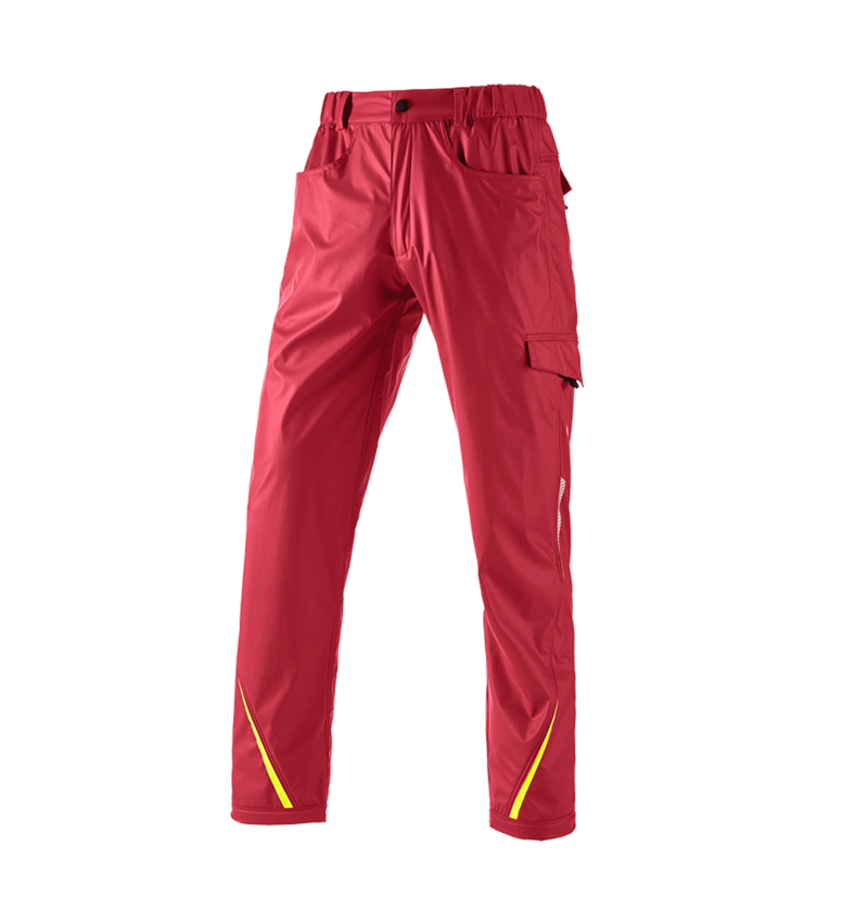 Pracovní kalhoty: Kalhoty do deště e.s.motion 2020 superflex + ohnivě červená/výstražná žlutá 2