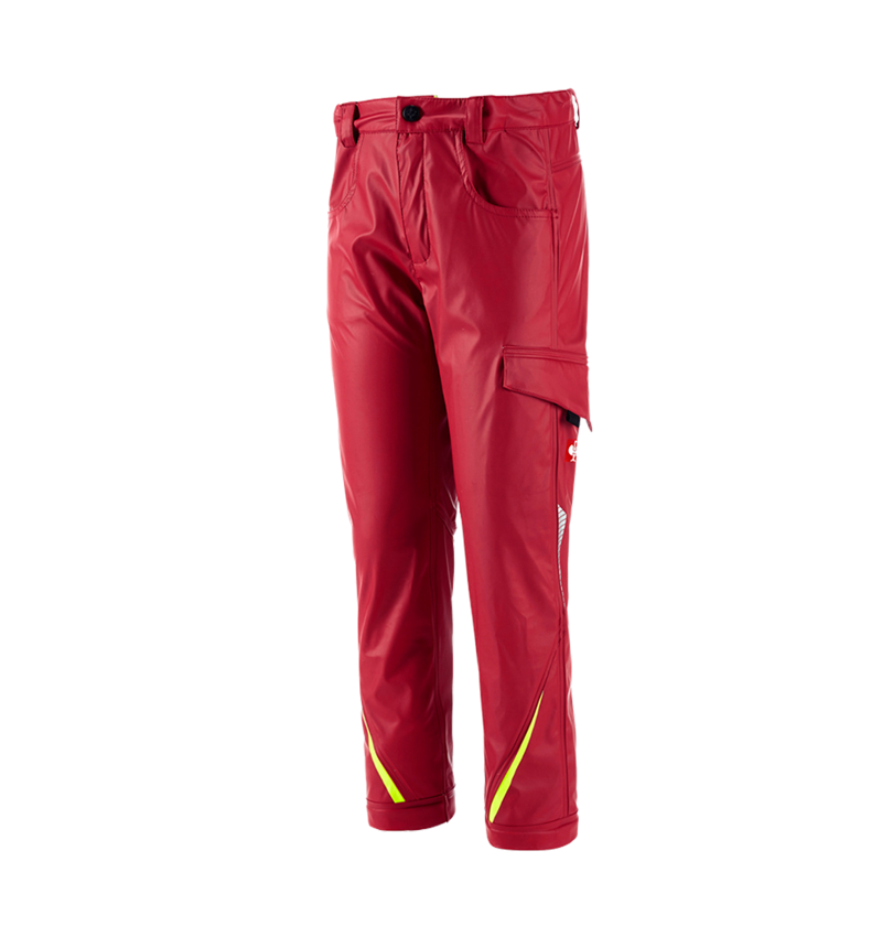 Kalhoty: Kalhoty do deště e.s.motion 2020 superflex, dětské + ohnivě červená/výstražná žlutá