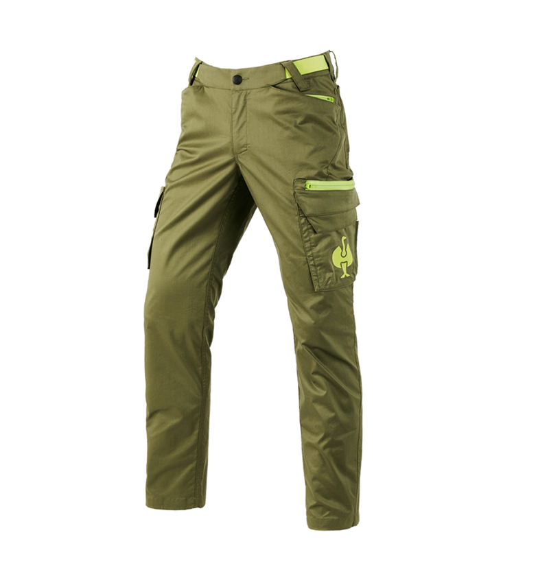 Pracovní kalhoty: Cargo kalhoty e.s.trail + jalovcová zelená/citronově zelená 2