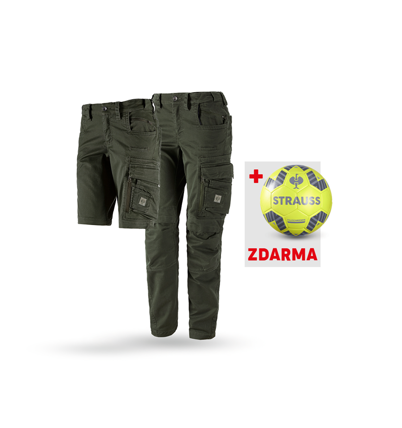 Oděvy: SADA: Dámské kalh. e.s.motion ten+šortky+fot. míč + maskovací zelená