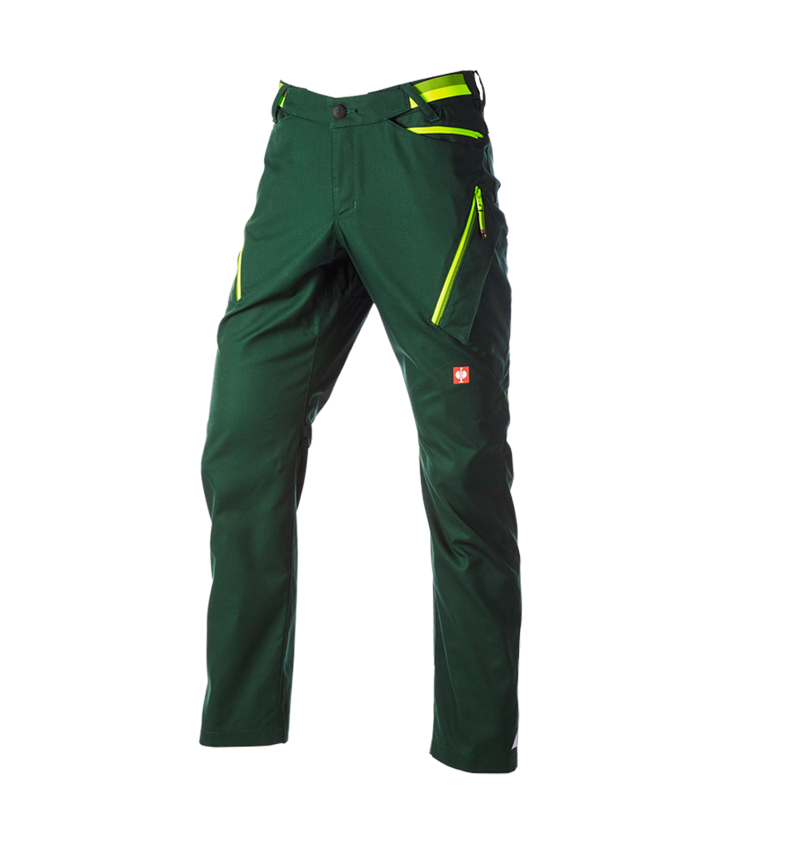 Pracovní kalhoty: Kalhoty s více kapsami e.s.ambition + zelená/výstražná žlutá 5