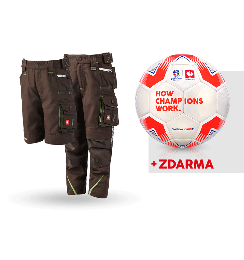 Oděvy: SADA:Dětské kalhoty+šortky e.s.motion 2020+fotbal. + kaštan/mořská zelená