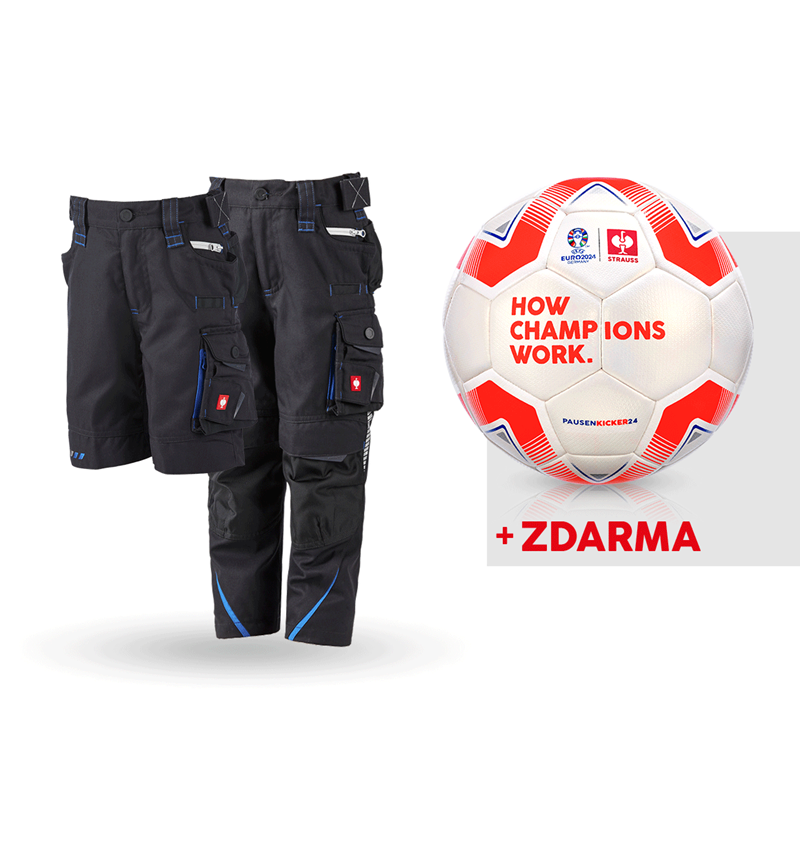 Oděvy: SADA:Dětské kalhoty+šortky e.s.motion 2020+fotbal. + grafit/enciánově modrá