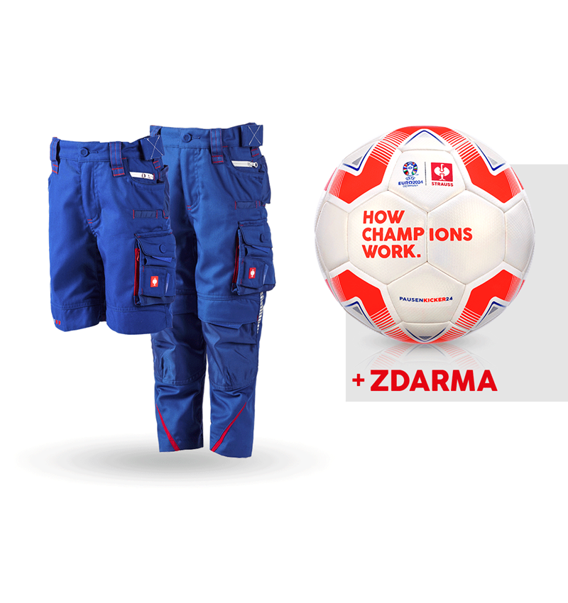 Oděvy: SADA:Dětské kalhoty+šortky e.s.motion 2020+fotbal. + modrá chrpa/ohnivě červená