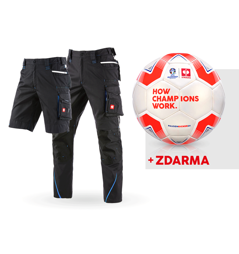 Oděvy: SADA: Kalhoty e.s.motion 2020+šortky+fotbalový míč + grafit/enciánově modrá