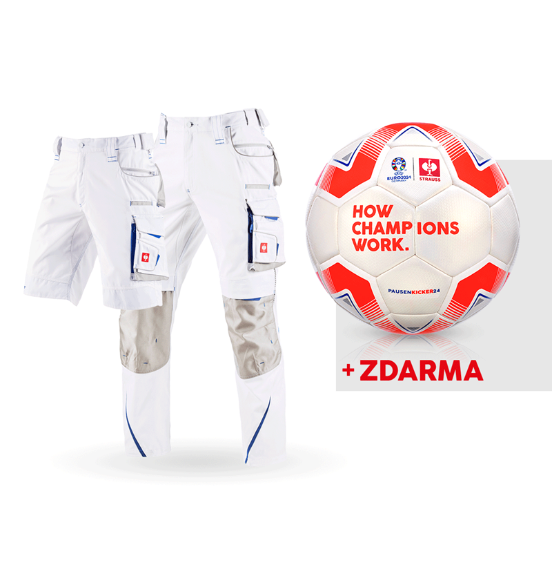 Oděvy: SADA: Kalhoty e.s.motion 2020+šortky+fotbalový míč + bílá/enciánově modrá
