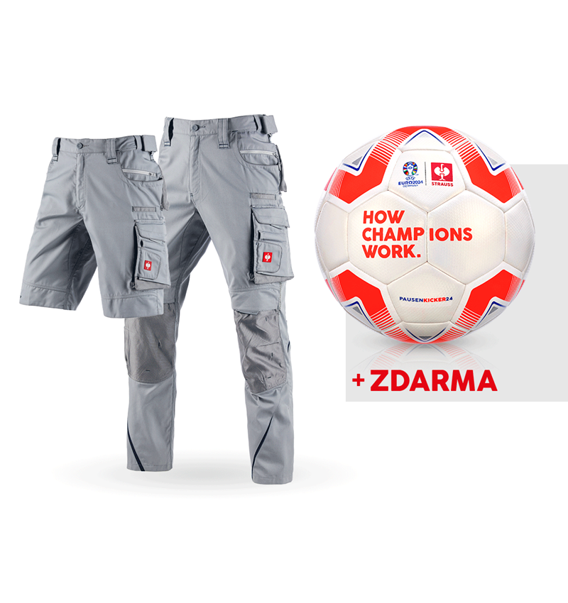 Oděvy: SADA: Kalhoty e.s.motion 2020+šortky+fotbalový míč + platinová/mořská modrá