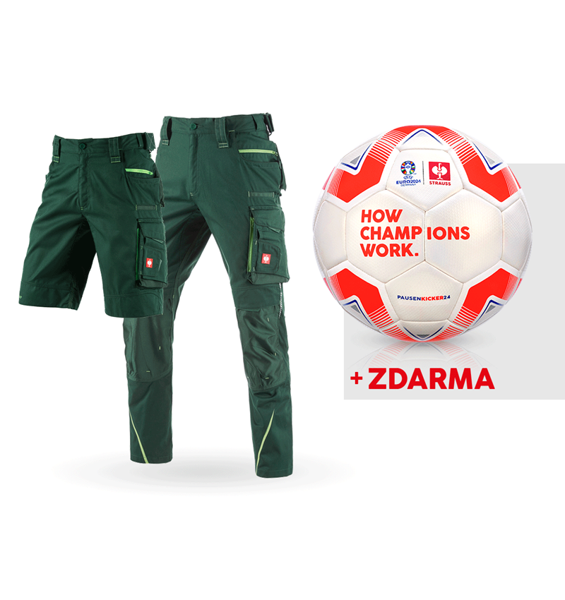 Oděvy: SADA: Kalhoty e.s.motion 2020+šortky+fotbalový míč + zelená/mořská zelená