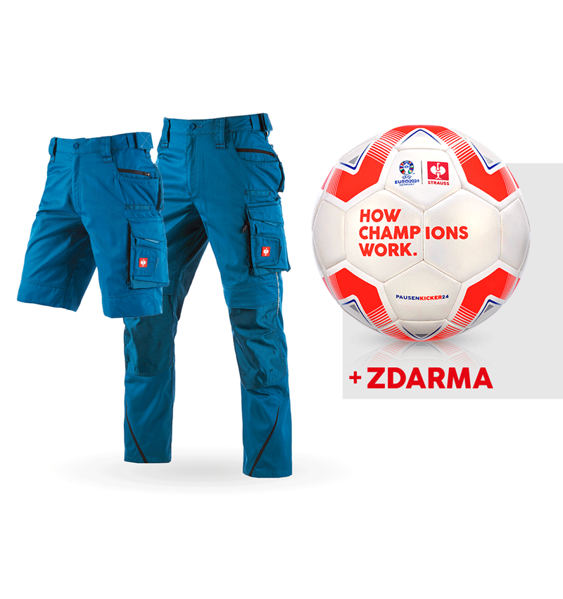 Oděvy: SADA: Kalhoty e.s.motion 2020+šortky+fotbalový míč + atol/tmavomodrá