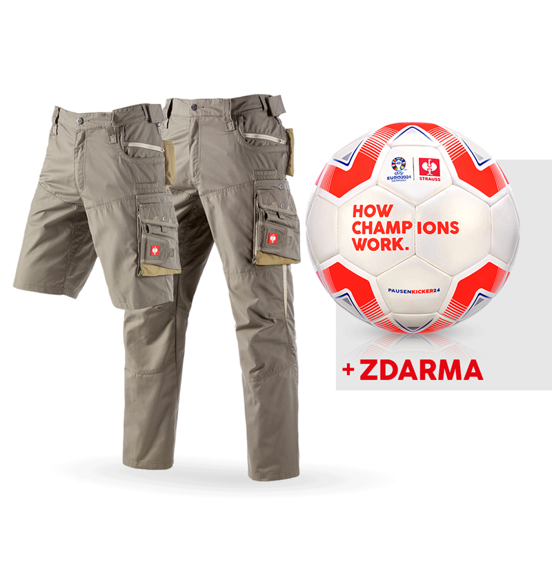 Oděvy: SADA: Kalhoty e.s.motion léto + šortky + fotbalový + kámen/khaki/písková