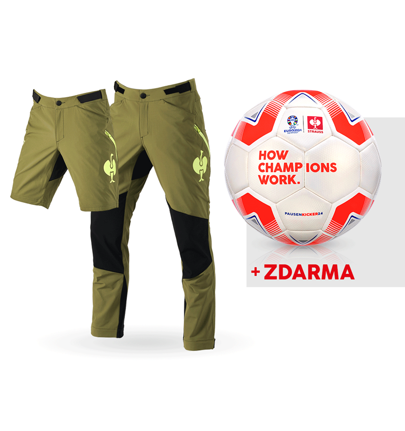 Oděvy: SADA: Funkční kalhoty e.s.trail + šortky + fotbal + jalovcová zelená/citronově zelená