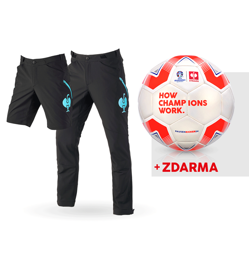 Oděvy: SADA: Funkční kalhoty e.s.trail + šortky + fotbal + černá/lazuritová tyrkysová