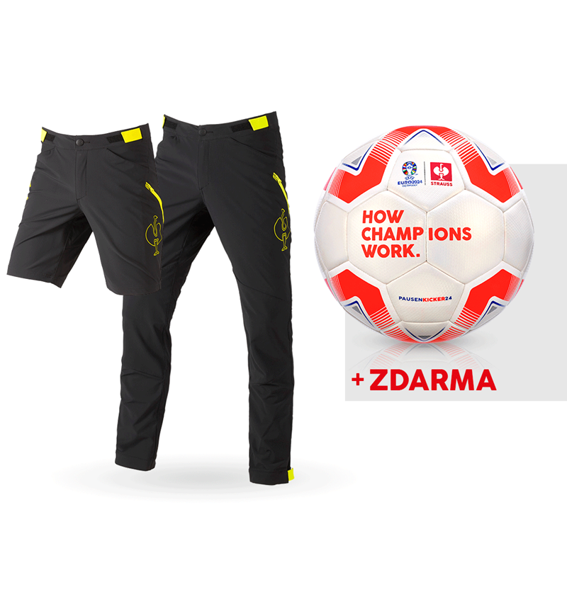 Oděvy: SADA: Funkční kalhoty e.s.trail + šortky + fotbal + černá/acidově žlutá
