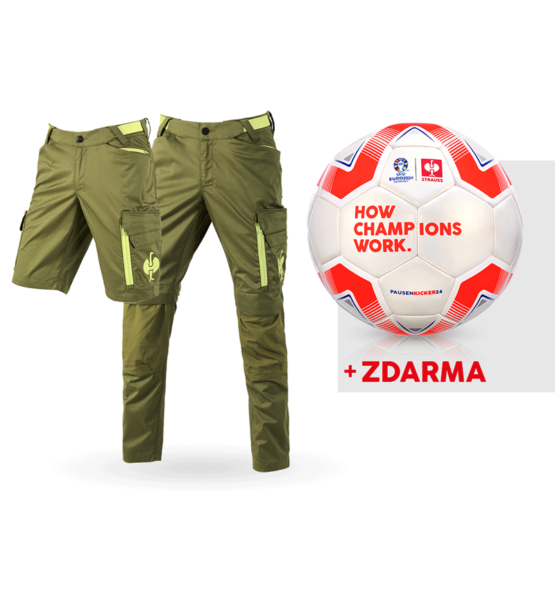 Oděvy: SADA: Kalhoty do pasu e.s.trail + šortky + fotbal + jalovcová zelená/citronově zelená