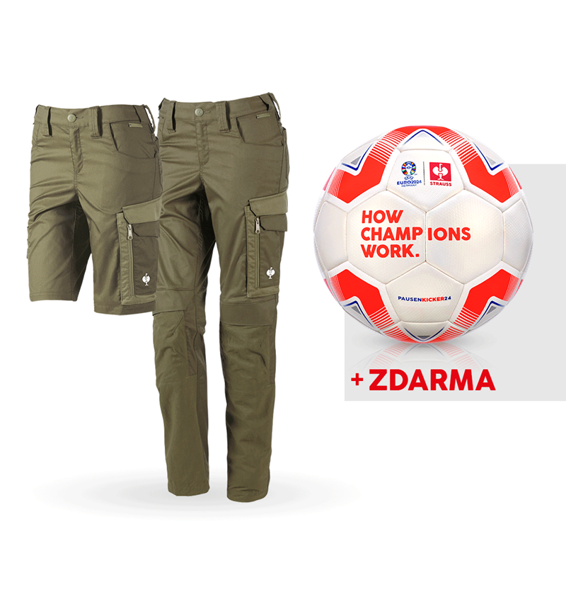Spolupráce: SADA: Kalhoty e.s.concrete light,dámská+šortky+míč + bahnitá zelená/kavylová zelená