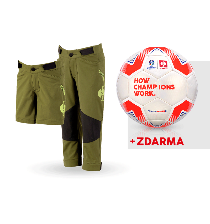 Oděvy: SADA: Funkční kalh. e.s.trail,dětské+šortky+fotbal + jalovcová zelená/citronově zelená