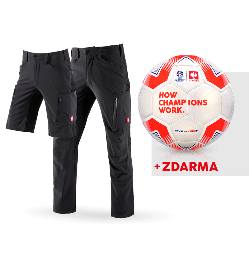 Oděvy: SADA: Cargo kalh. e.s.vision stretch+šortky+fotbal + černá