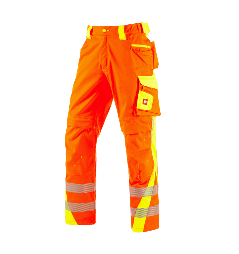 Pracovní kalhoty: Výstražné kalhoty do pasu e.s.motion 2020 + výstražná oranžová/výstražná žlutá 2