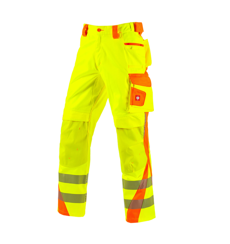 Pracovní kalhoty: Výstražné kalhoty do pasu e.s.motion 2020 + výstražná žlutá/výstražná oranžová 2