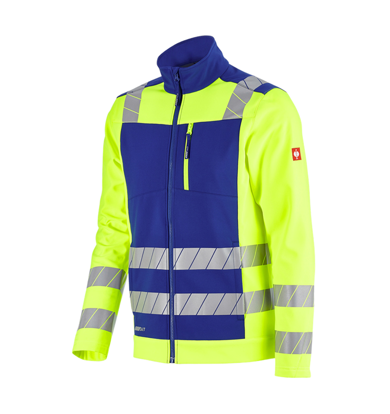 Pracovní bundy: Výstražná softshellová bunda e.s.motion 24/7 + modrá chrpa/výstražná žlutá 4