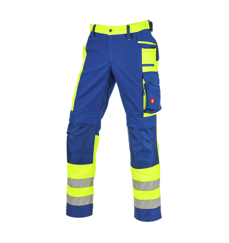 Oděvy: Výstražné kalhoty do pasu e.s.motion 24/7 + modrá chrpa/výstražná žlutá 6