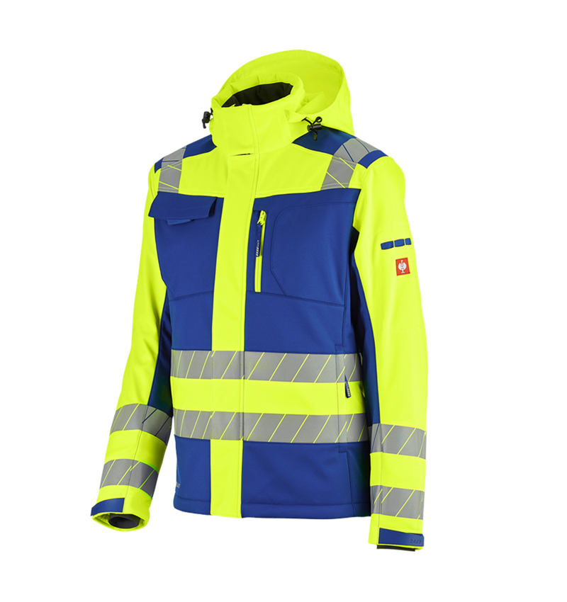 Pracovní bundy: Výstražná zimní softshellová bunda e.s.motion 24/7 + modrá chrpa/výstražná žlutá 3
