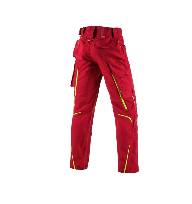 Pracovní kalhoty: Kalhoty e.s.motion 2020 + ohnivě červená/výstražná žlutá 3