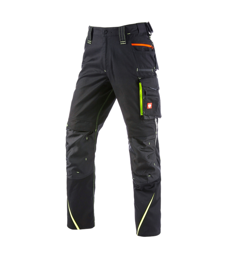 Pracovní kalhoty: Kalhoty e.s.motion 2020 + černá/výstražná žlutá/výstražná oranžová 2