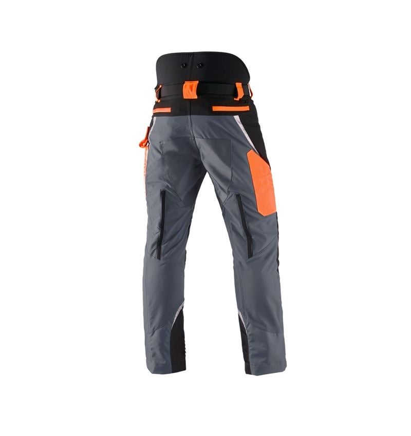 Pracovní kalhoty: e.s. Lesnické protipořezové kalhoty do pasu, KWF + šedá/výstražná oranžová 3