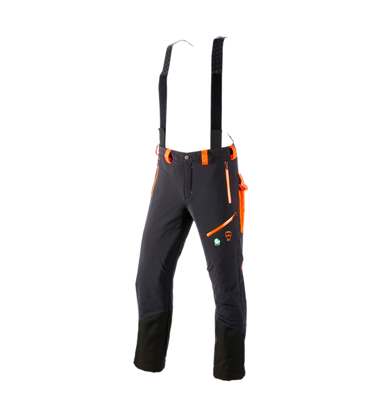 Pracovní kalhoty: Lesnické protipořezové kalhoty do pasu e.s.vision + černá/výstražná oranžová 2