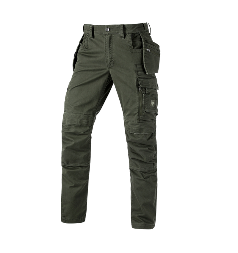 Pracovní kalhoty: Kalhoty do pasu e.s.motion ten tool-pouch + maskovací zelená