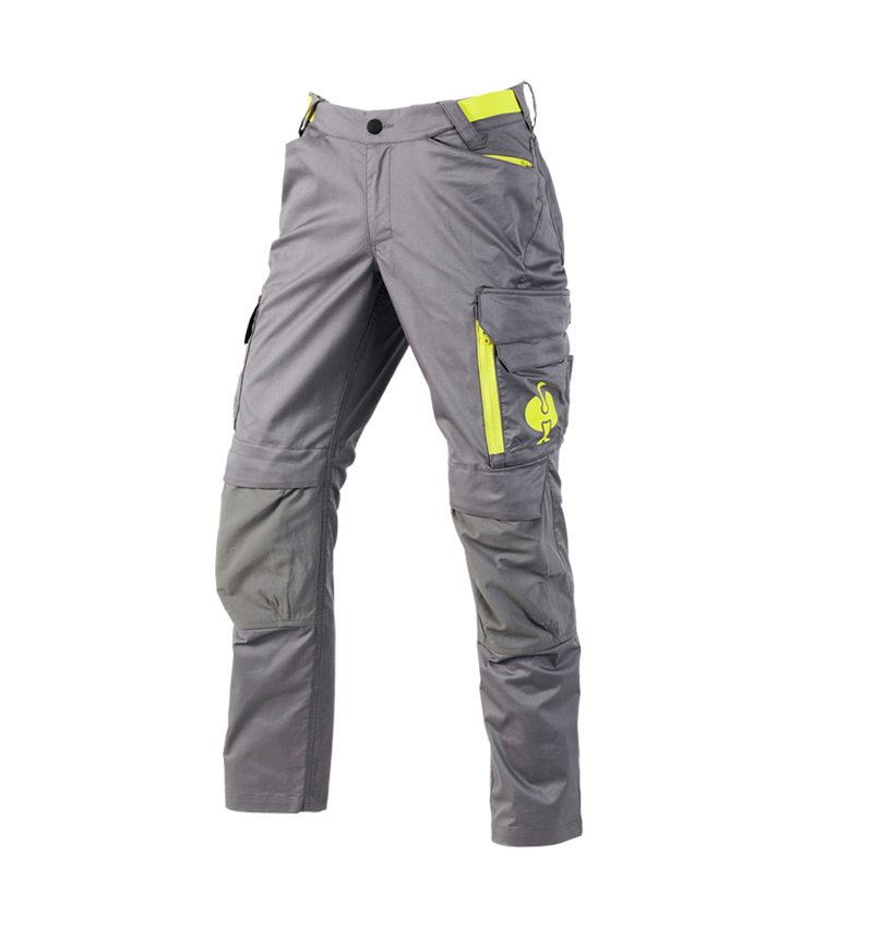 Pracovní kalhoty: Kalhoty do pasu e.s.trail + čedičově šedá/acidově žlutá 2