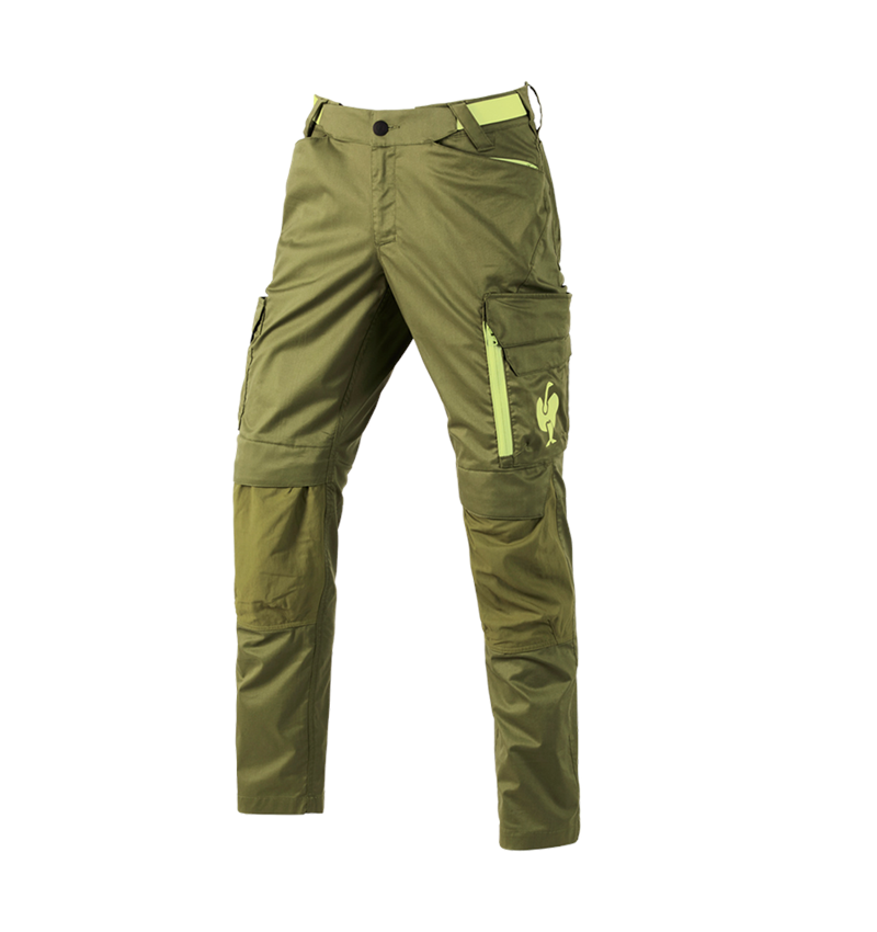 Pracovní kalhoty: Kalhoty do pasu e.s.trail + jalovcová zelená/citronově zelená 3