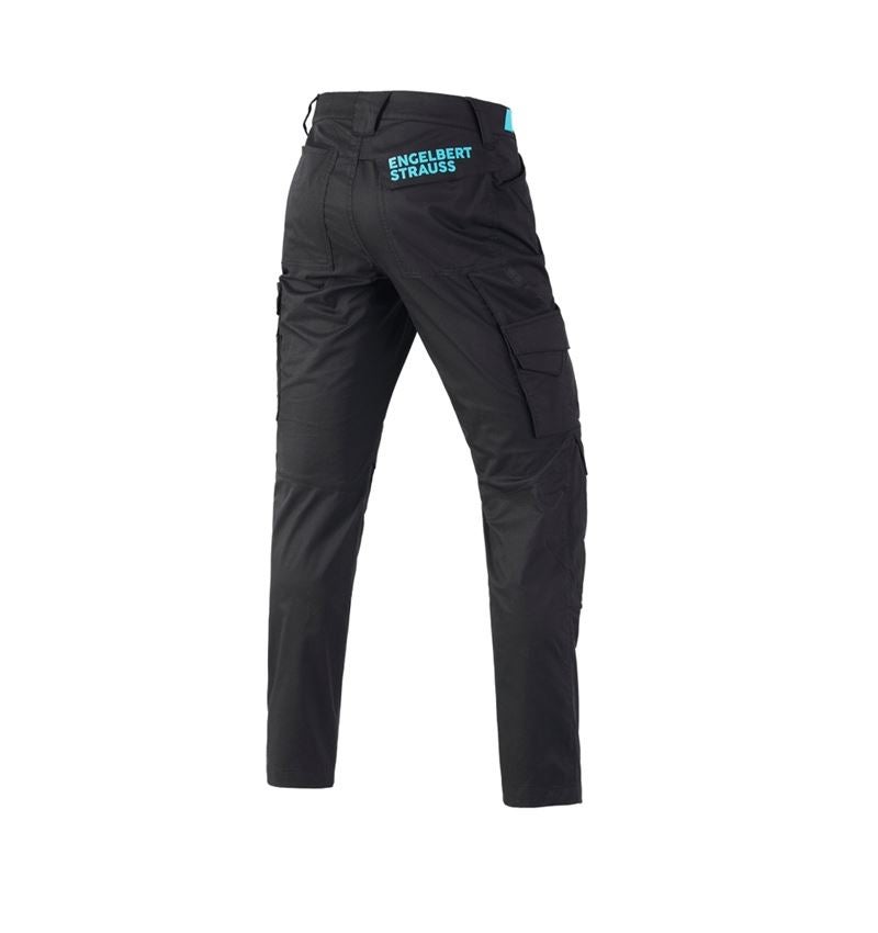Pracovní kalhoty: Kalhoty do pasu e.s.trail + černá/lazuritová tyrkysová 3
