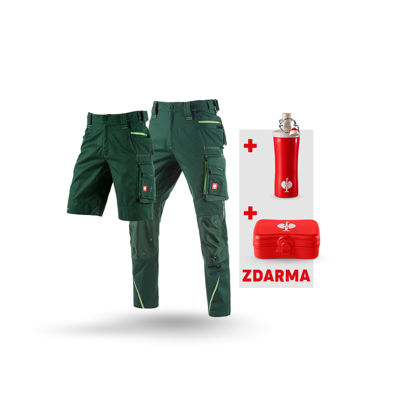 Oděvy: SET: Kalhoty+Šortky e.s.motion2020+Krabička+Láhev + zelená/mořská zelená