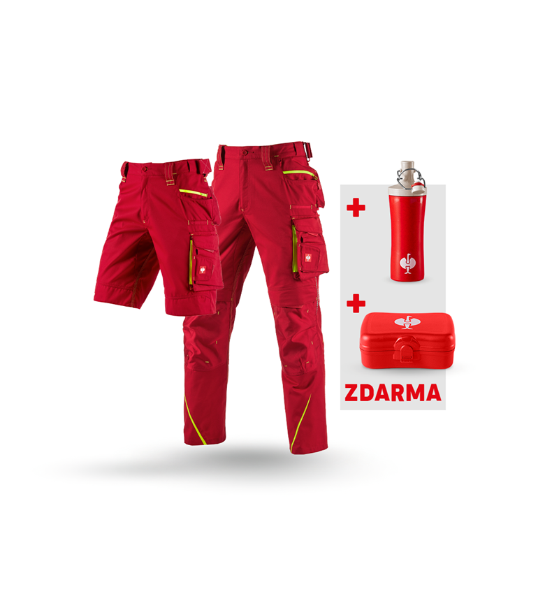 Oděvy: SET: Kalhoty+Šortky e.s.motion2020+Krabička+Láhev + ohnivě červená/výstražná žlutá