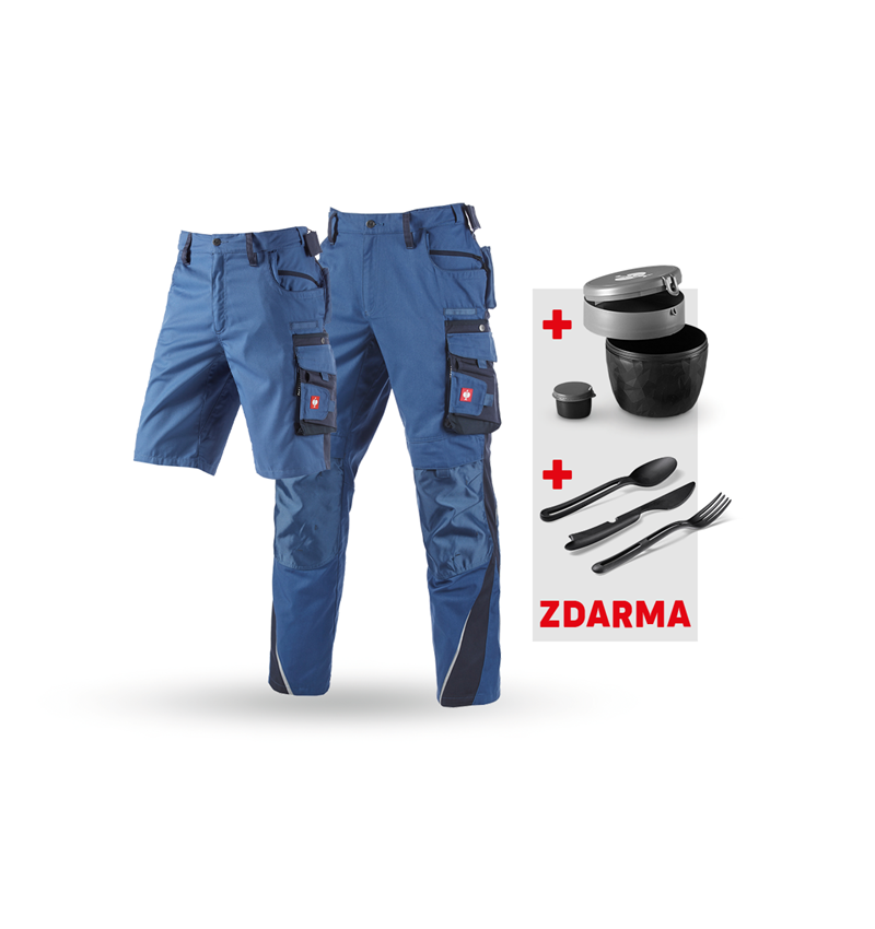 Oděvy: SADA:Kalhoty + Šortky e.s.motion + Krabička+Příbor + kobalt/pacifik