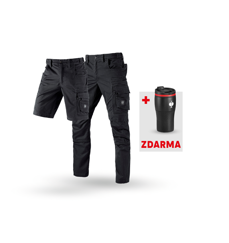 Oděvy: SADA: Kalhoty + Šortky e.s.motion ten + Termohrnek + oxidově černá