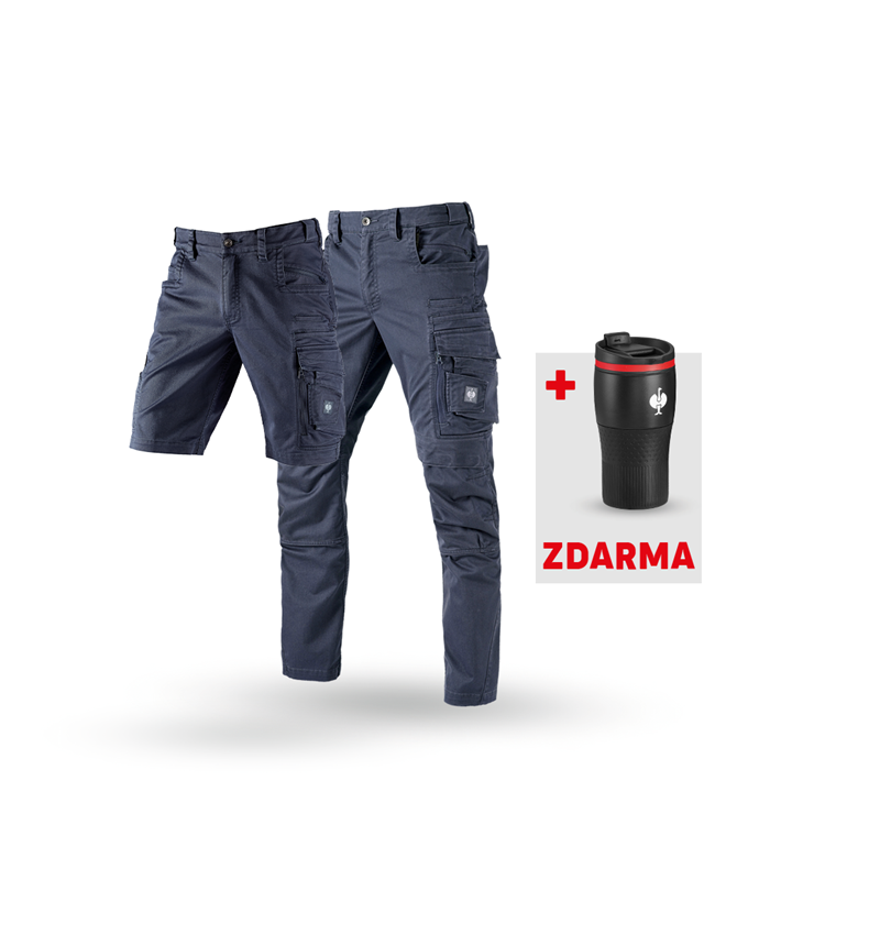 Oděvy: SADA: Kalhoty + Šortky e.s.motion ten + Termohrnek + břidlicová modrá