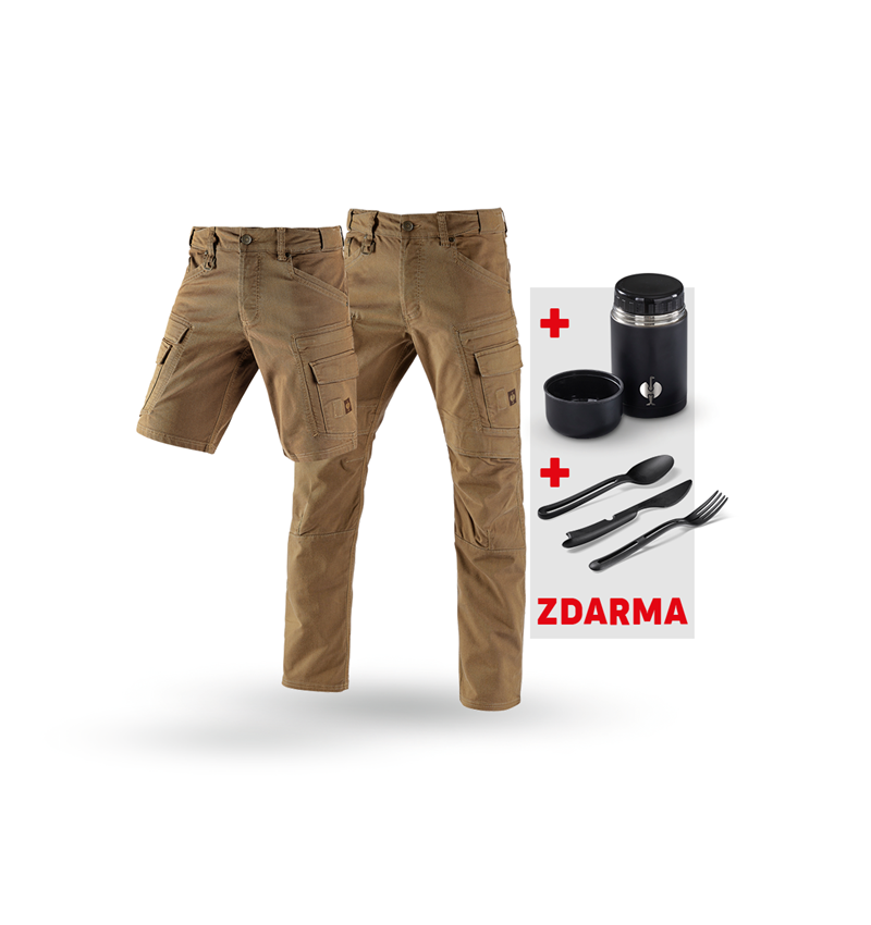 Oděvy: SADA: Cargo kalhoty+Šortky e.s.vintage + Krabička + sépiová