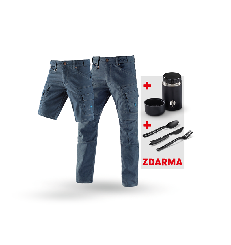 Oděvy: SADA: Cargo kalhoty+Šortky e.s.vintage + Krabička + ledově modrá