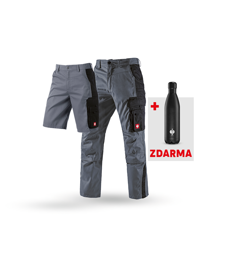 Oděvy: SADA: Kalhoty + Šortky e.s.active + Láhev na pití + šedá/černá