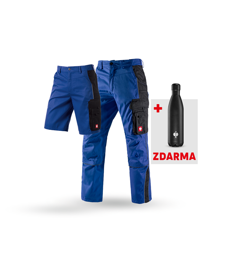 Oděvy: SADA: Kalhoty + Šortky e.s.active + Láhev na pití + modrá chrpa/černá