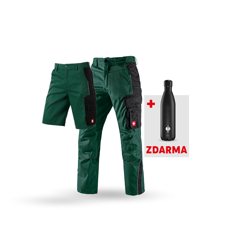 Oděvy: SADA: Kalhoty + Šortky e.s.active + Láhev na pití + zelená/černá