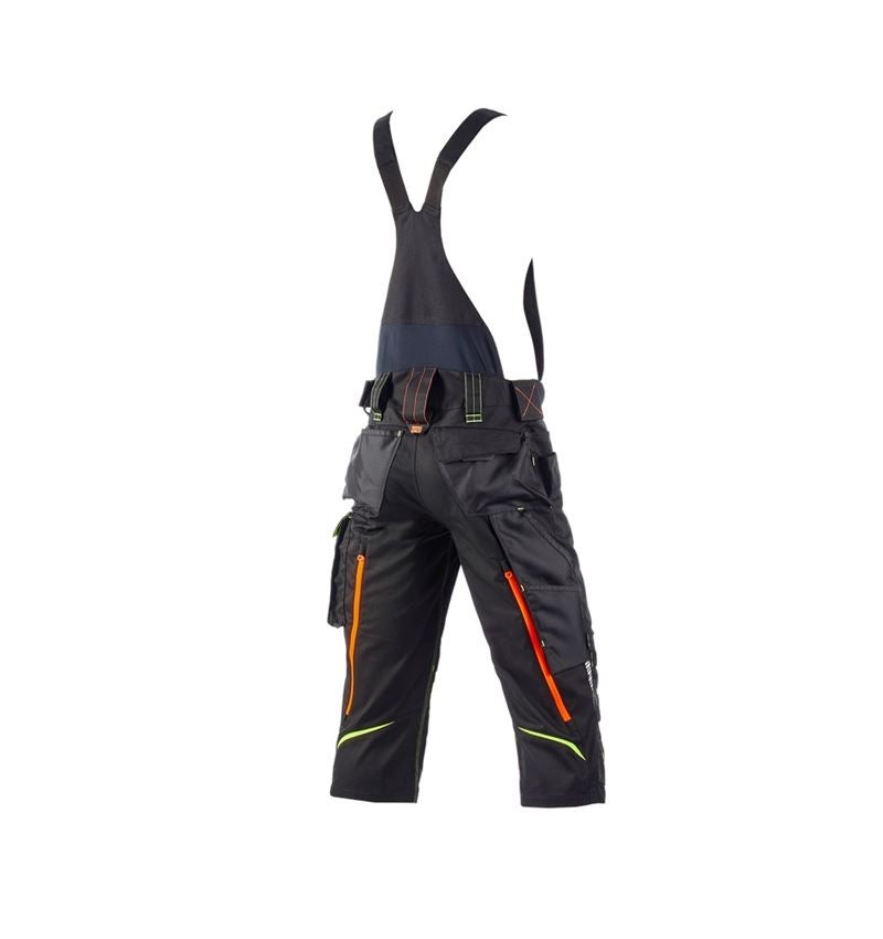 Pracovní kalhoty: Pirátské kalhoty s laclem e.s.motion 2020 + černá/výstražná žlutá/výstražná oranžová 3